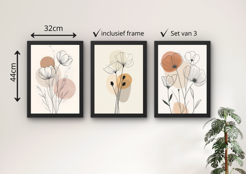 minimalistische bloemen posters set