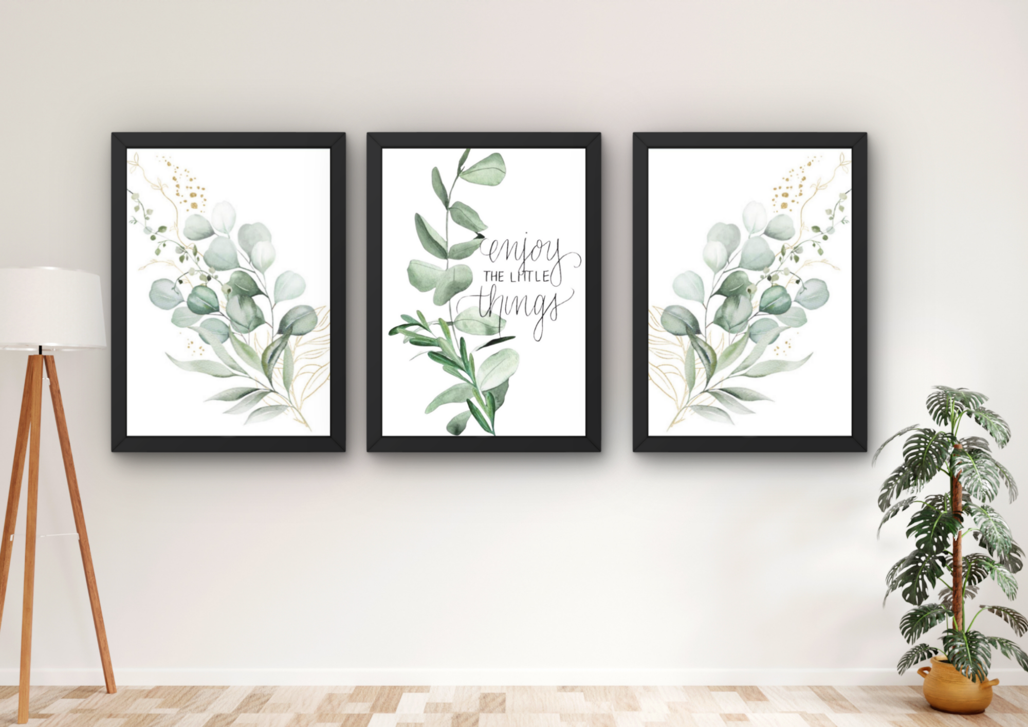 botanische wanddecoratie eucalyptus met tekst