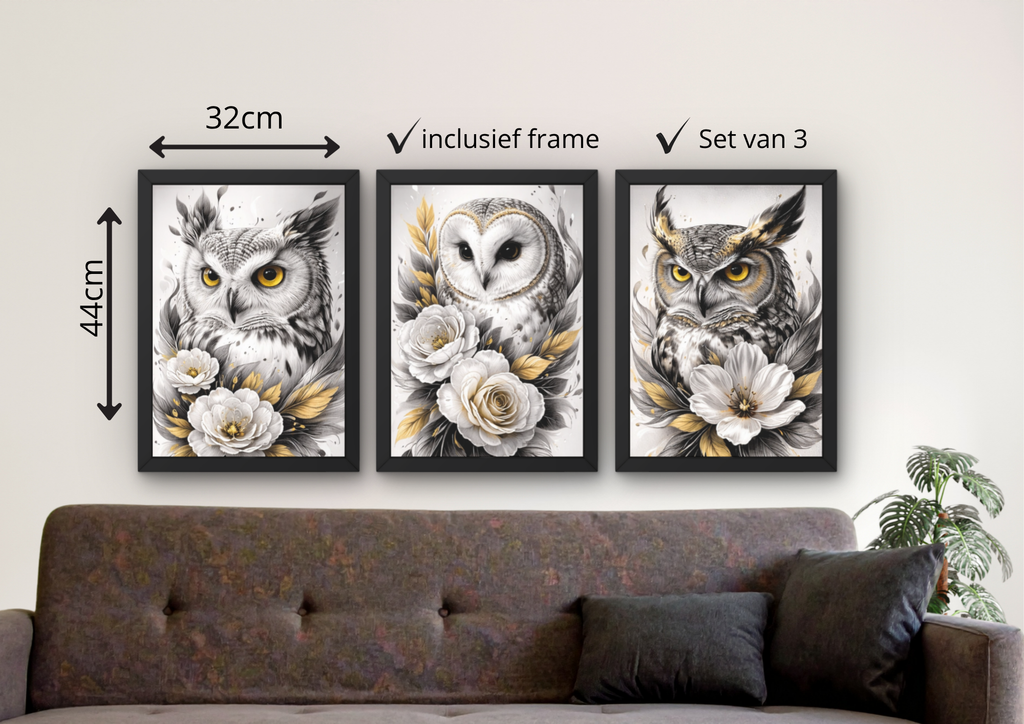 rustige dieren posters slaapkamer uil