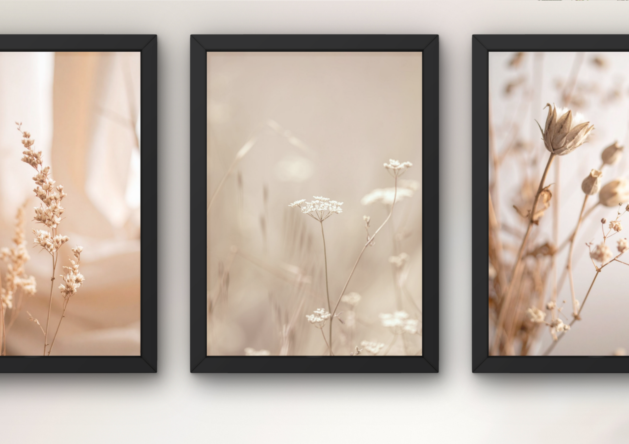 botanische muurdecoratie woonkamer beige