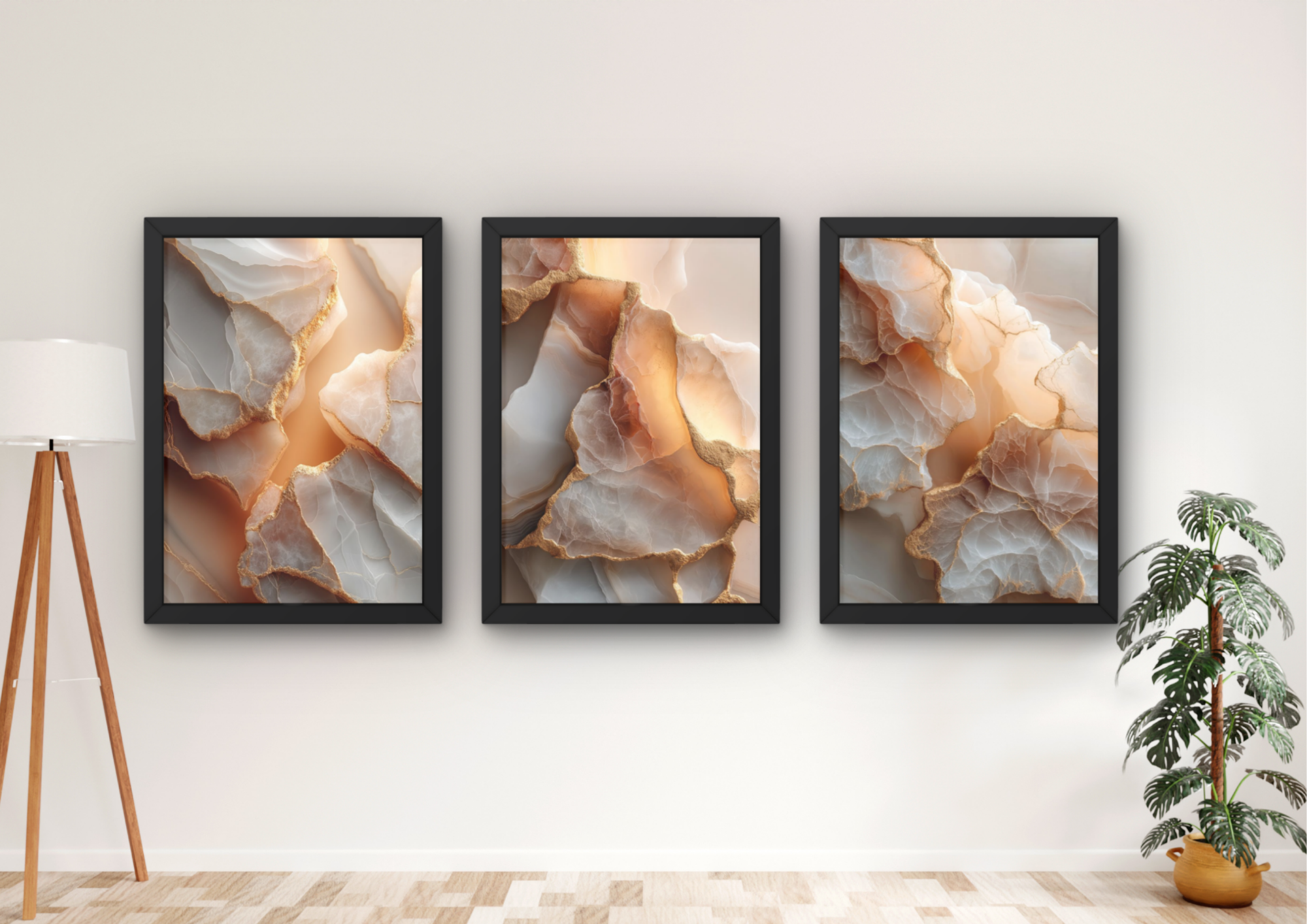 luxe marmer wanddecoratie met warme goudtinten