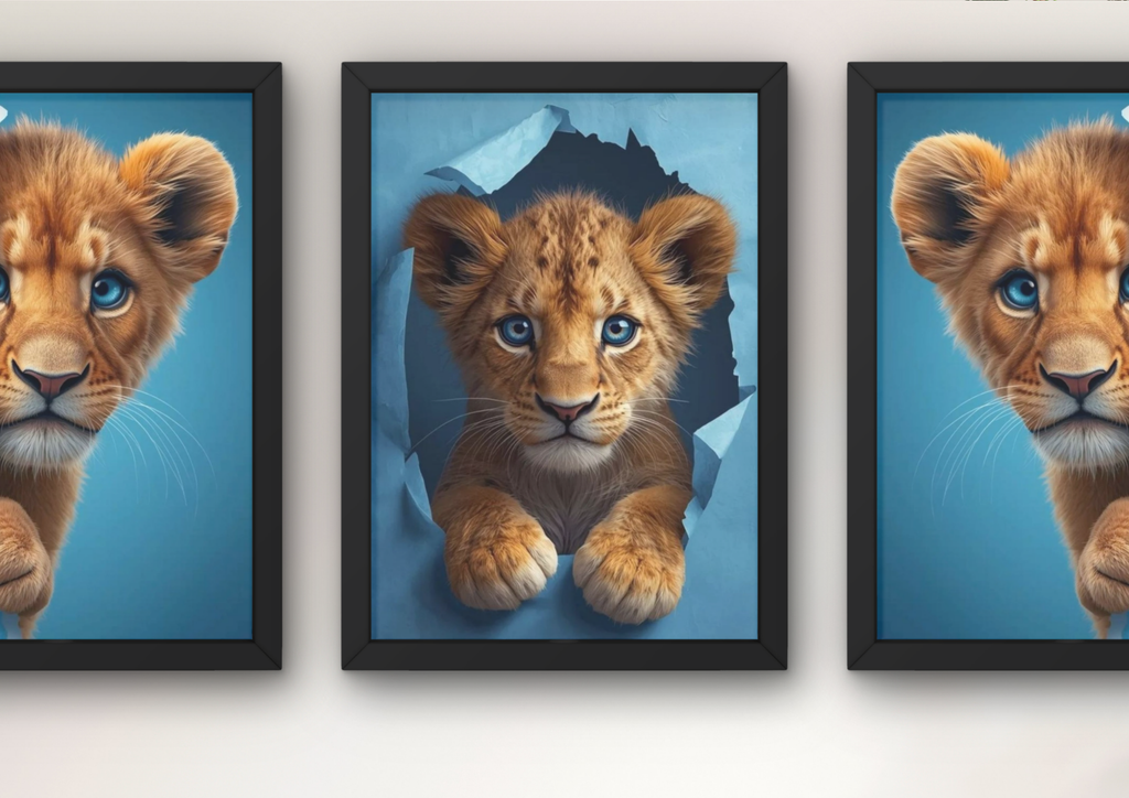 dieren wanddecoratie woonkamer blauwe posters set