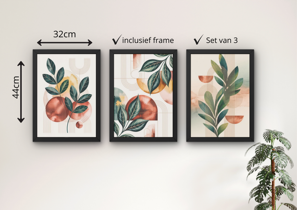 moderne botanische posters met bladeren