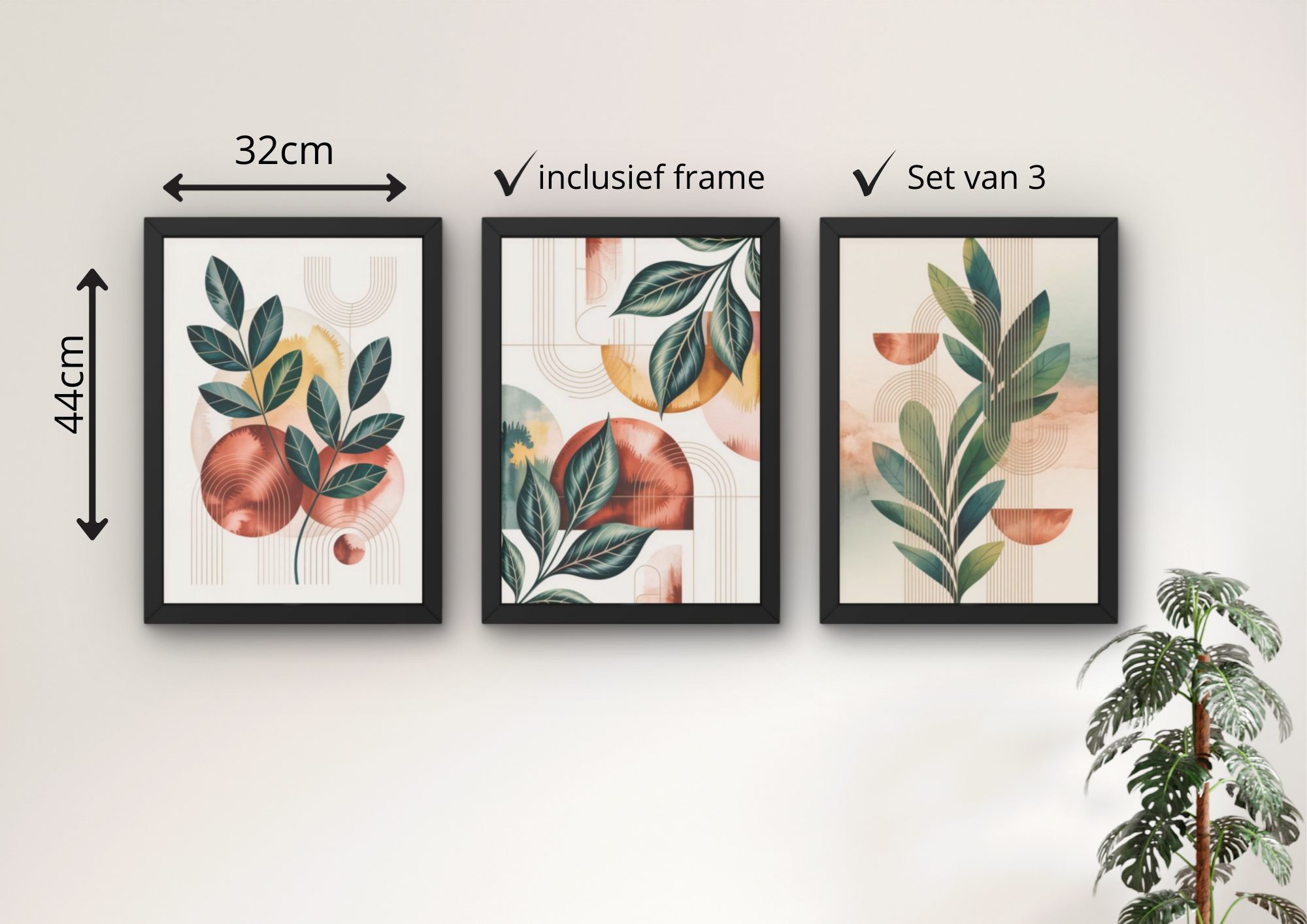 moderne botanische posters met bladeren