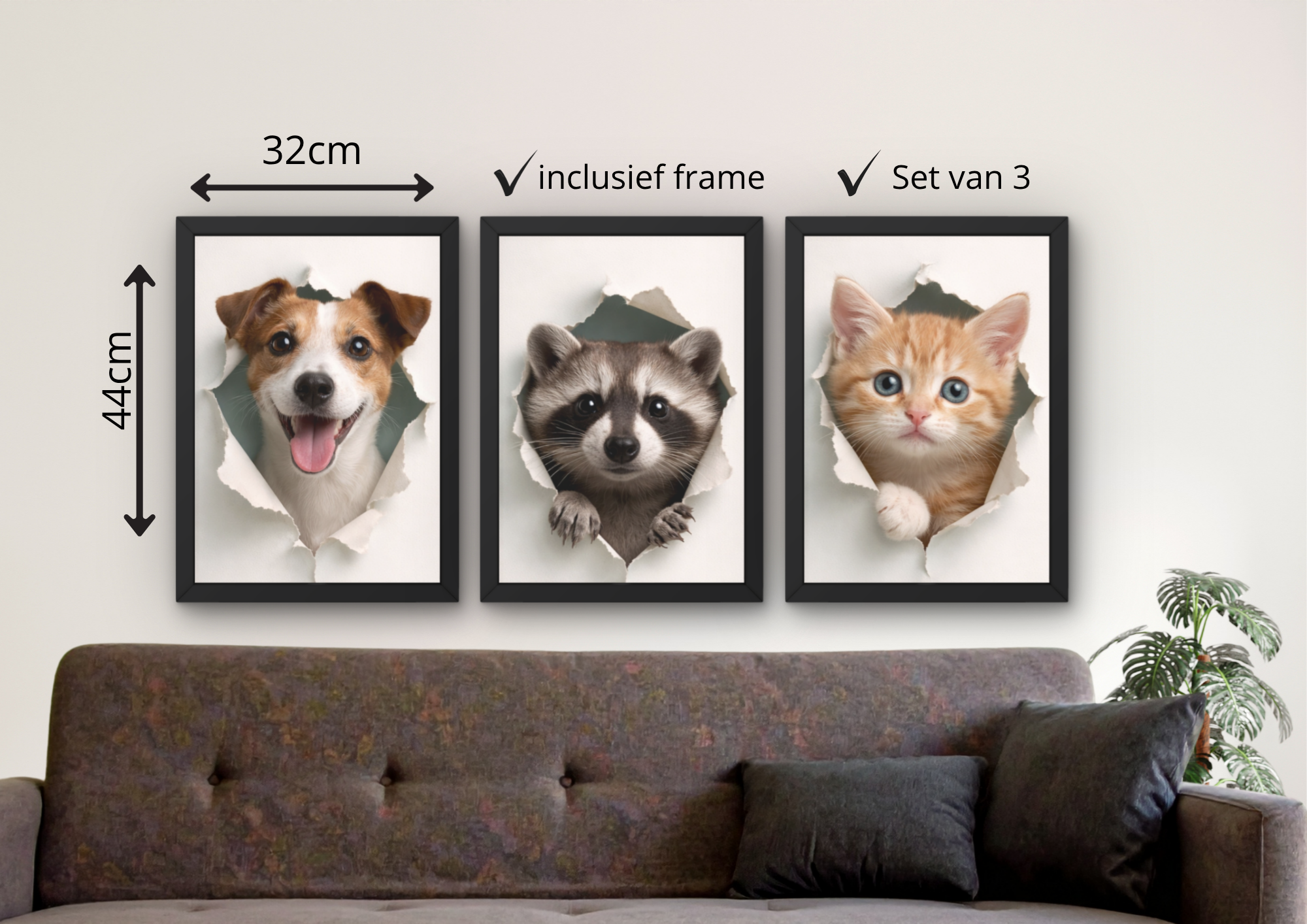 grappige wandecoratie poster dieren