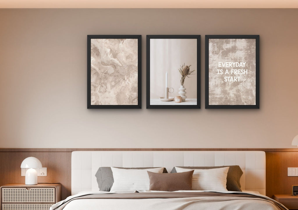 beige wanddecoratie met quote set