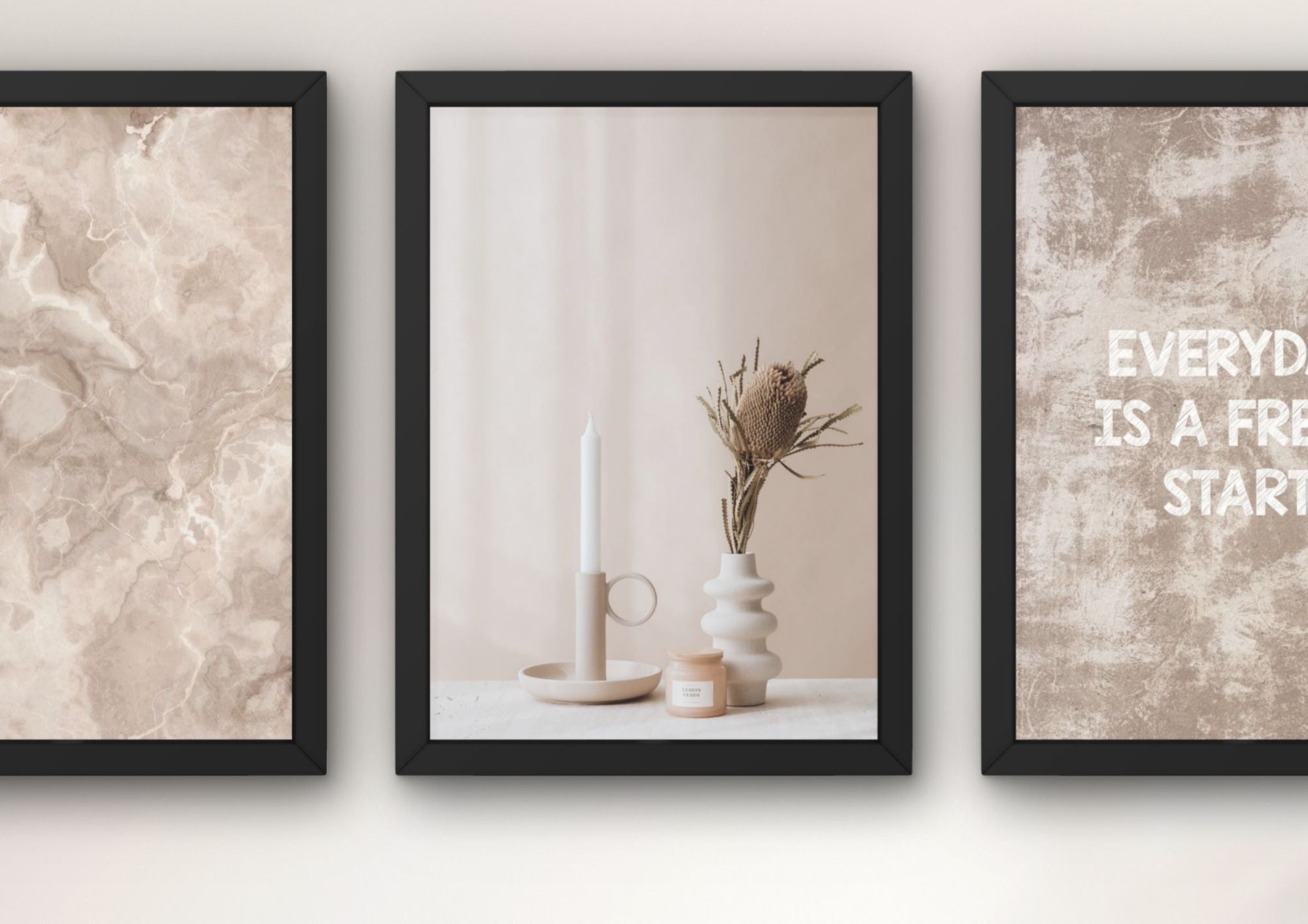 minimalistische muurdecoratie met tekst