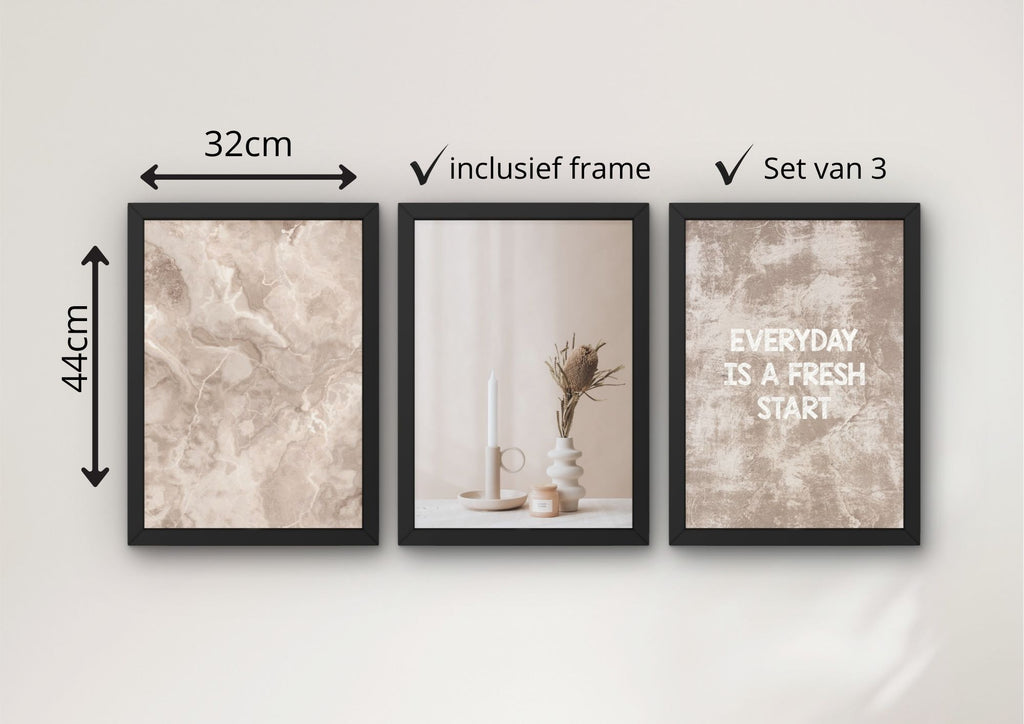 moderne beige posters set 3 lijsten