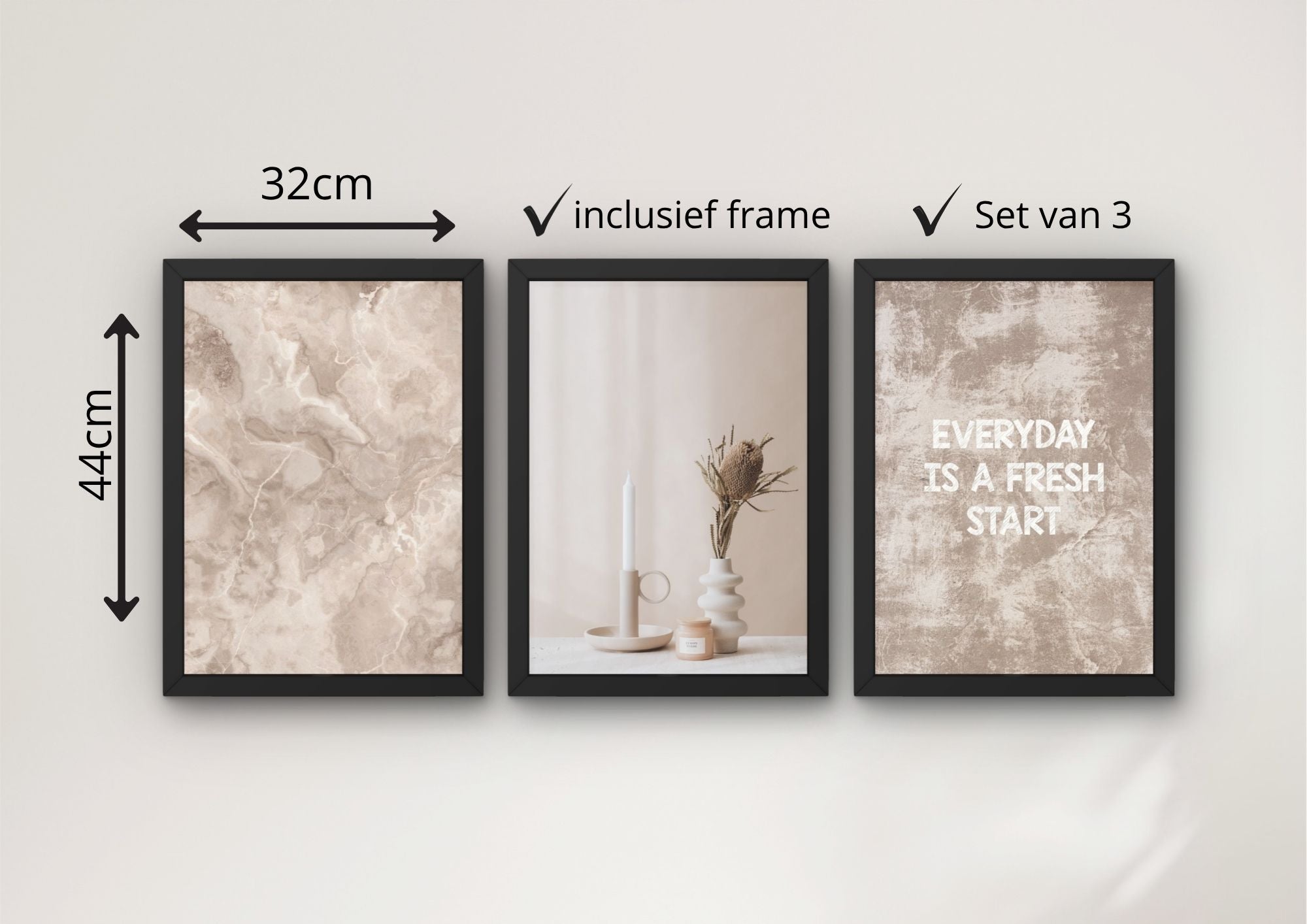 moderne beige posters set 3 lijsten