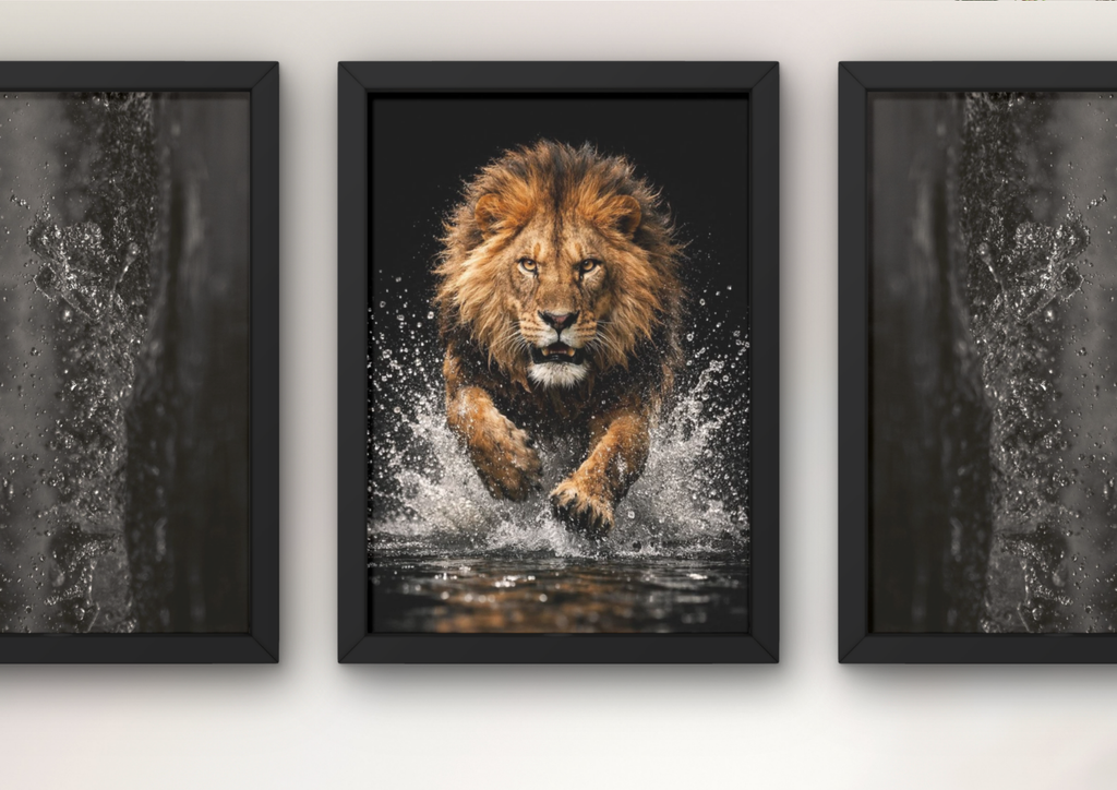 luxe dieren wanddecoratie woonkamer set leeuw