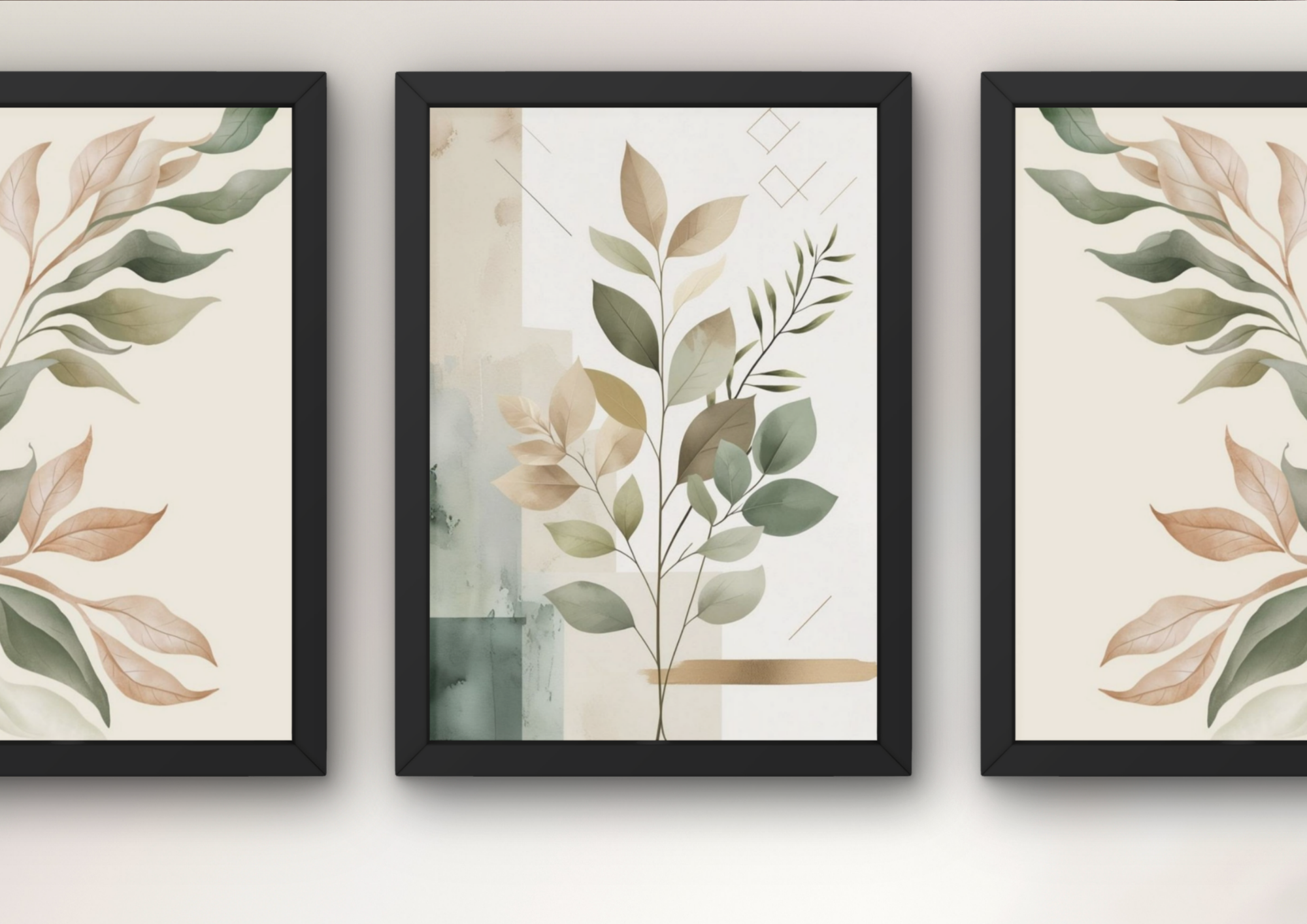 wanddecoratie abstract botanisch boven bank