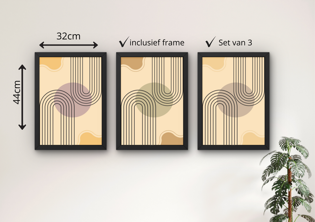 retro wanddecoratie set boven bank woonkamer