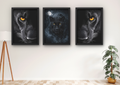 zwarte panter wanddecoratie met gele ogen