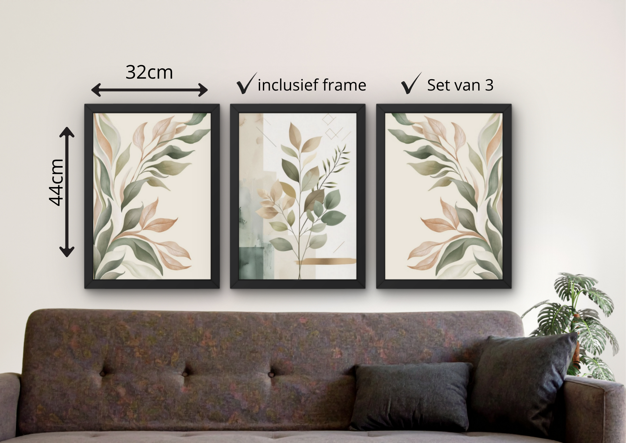 moderne posters bladeren woonkamer