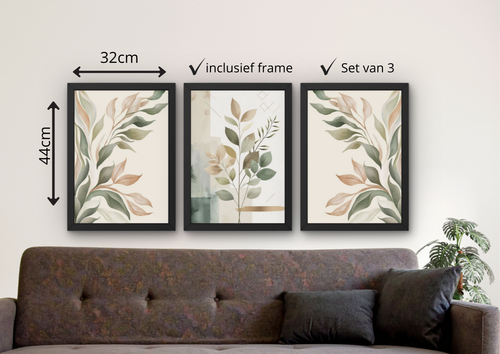 moderne posters bladeren woonkamer
