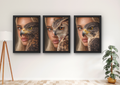 wanddecoratie vrouw met adelaar en uil (roofvogels) 