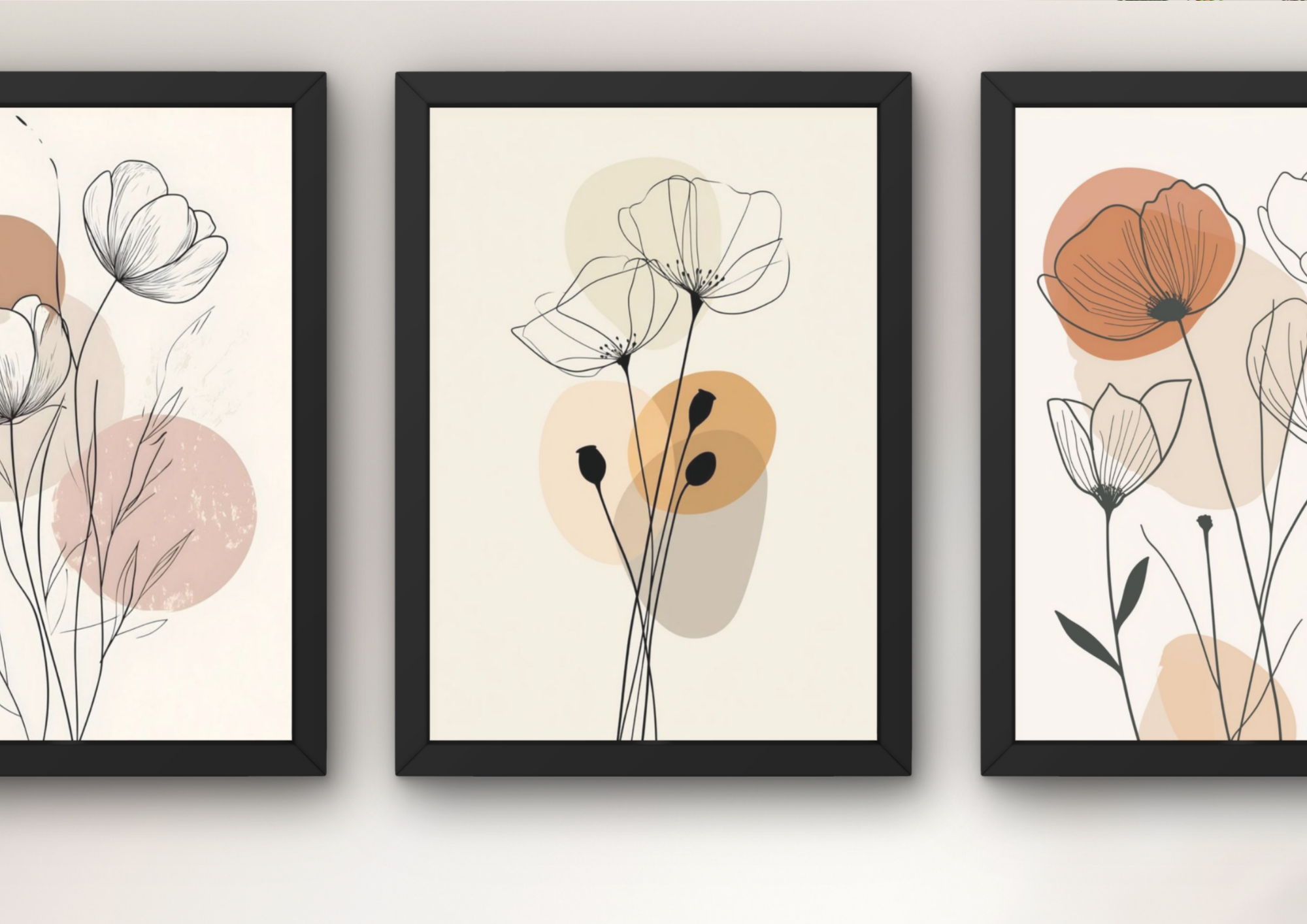 moderne bloemen muurdecoratie woonkamer