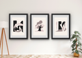 Abstracte wanddecoratie set (3 ingelijste prints A3)