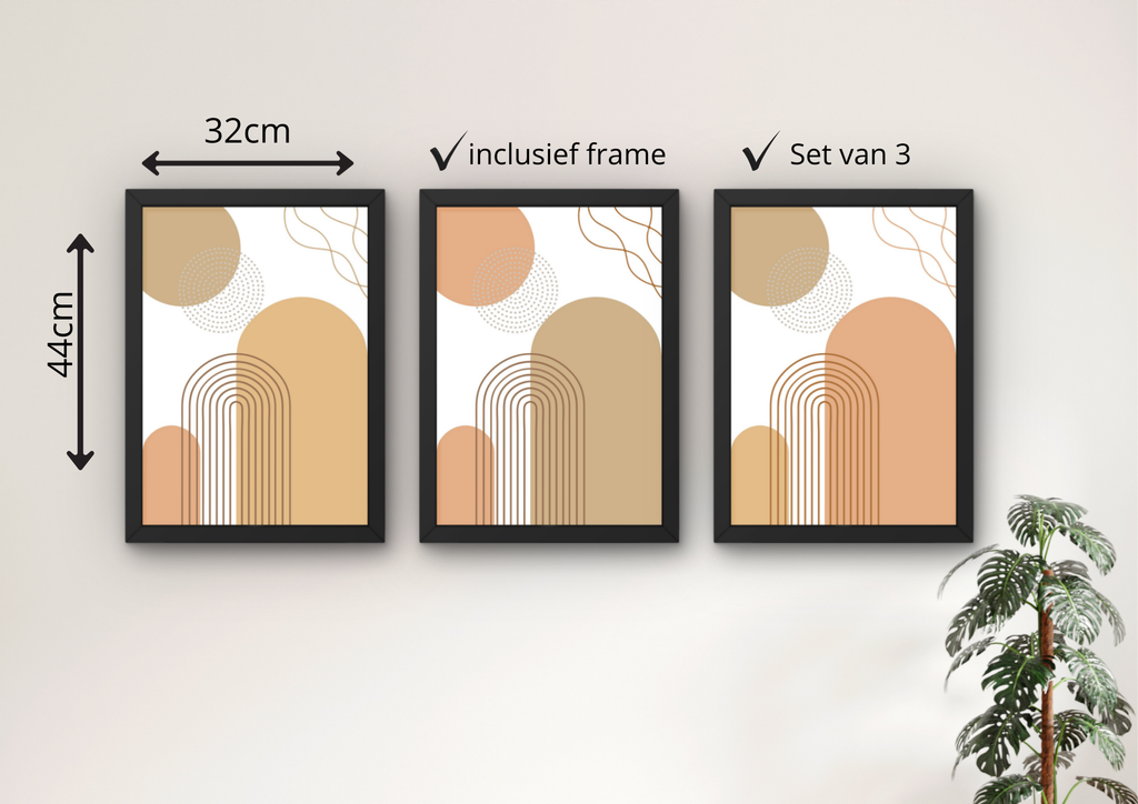 afmetingen terracotta wanddecoratie set a3 inclusief lijst