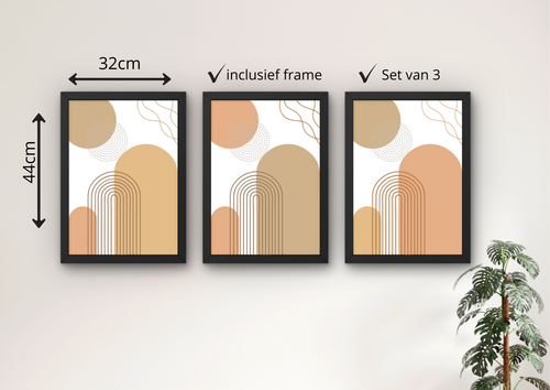 afmetingen terracotta wanddecoratie set a3 inclusief lijst