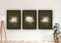 Botanische bloemen wanddecoratie – Luxe set 3 lijsten