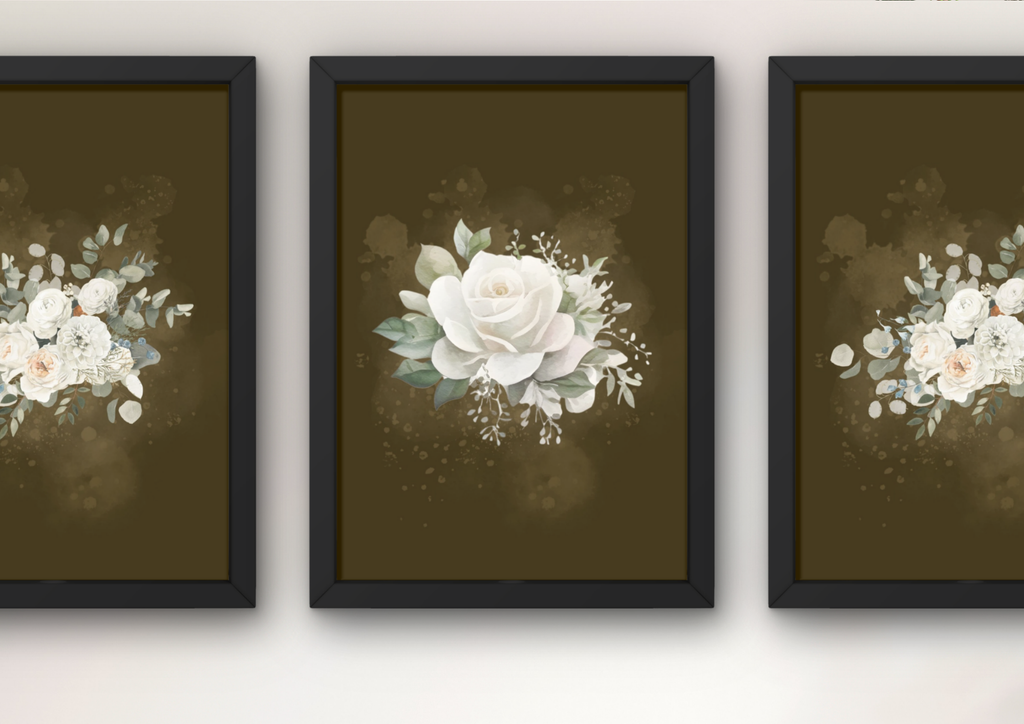 Botanische bloemen wanddecoratie – Luxe set 3 lijsten