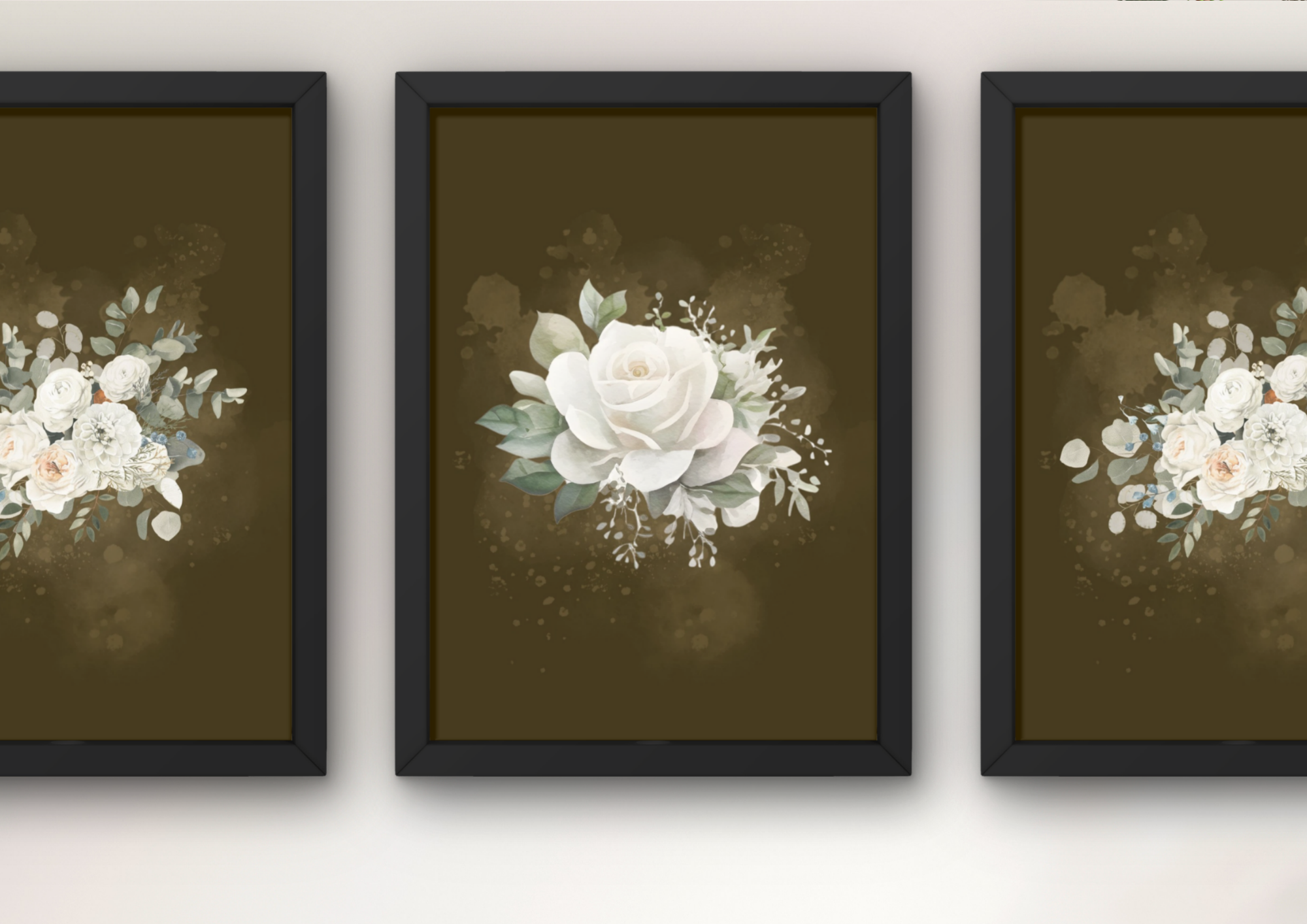 Botanische bloemen wanddecoratie – Luxe set 3 lijsten