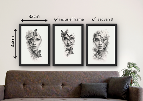 abstracte vrouw posters zwart wit