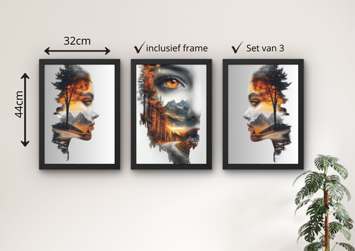 artistieke vrouw poster met natuur elementen