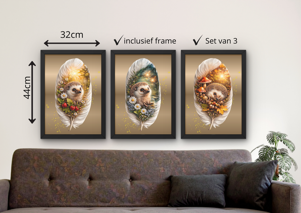 natuur posters met egel en bloemen