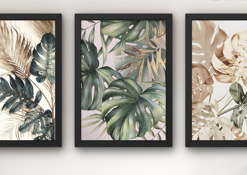 wanddecoratie set tropische bladeren woonkamer