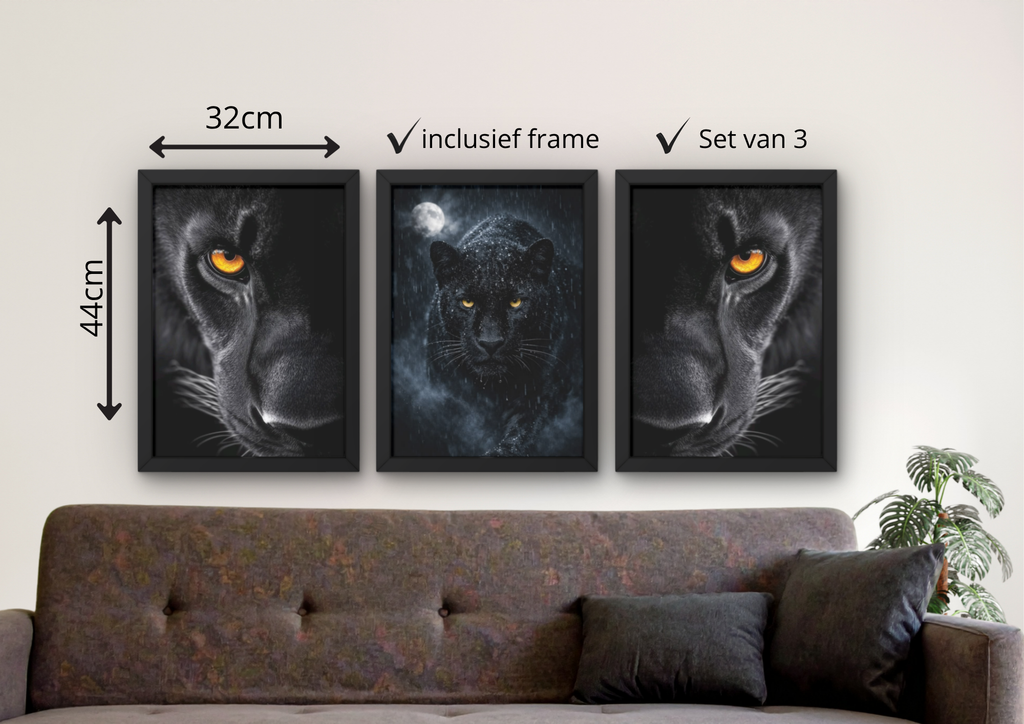donkere dieren wanddecoratie panter set
