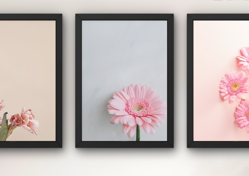 bloemen muurdecoratie set woonkamer