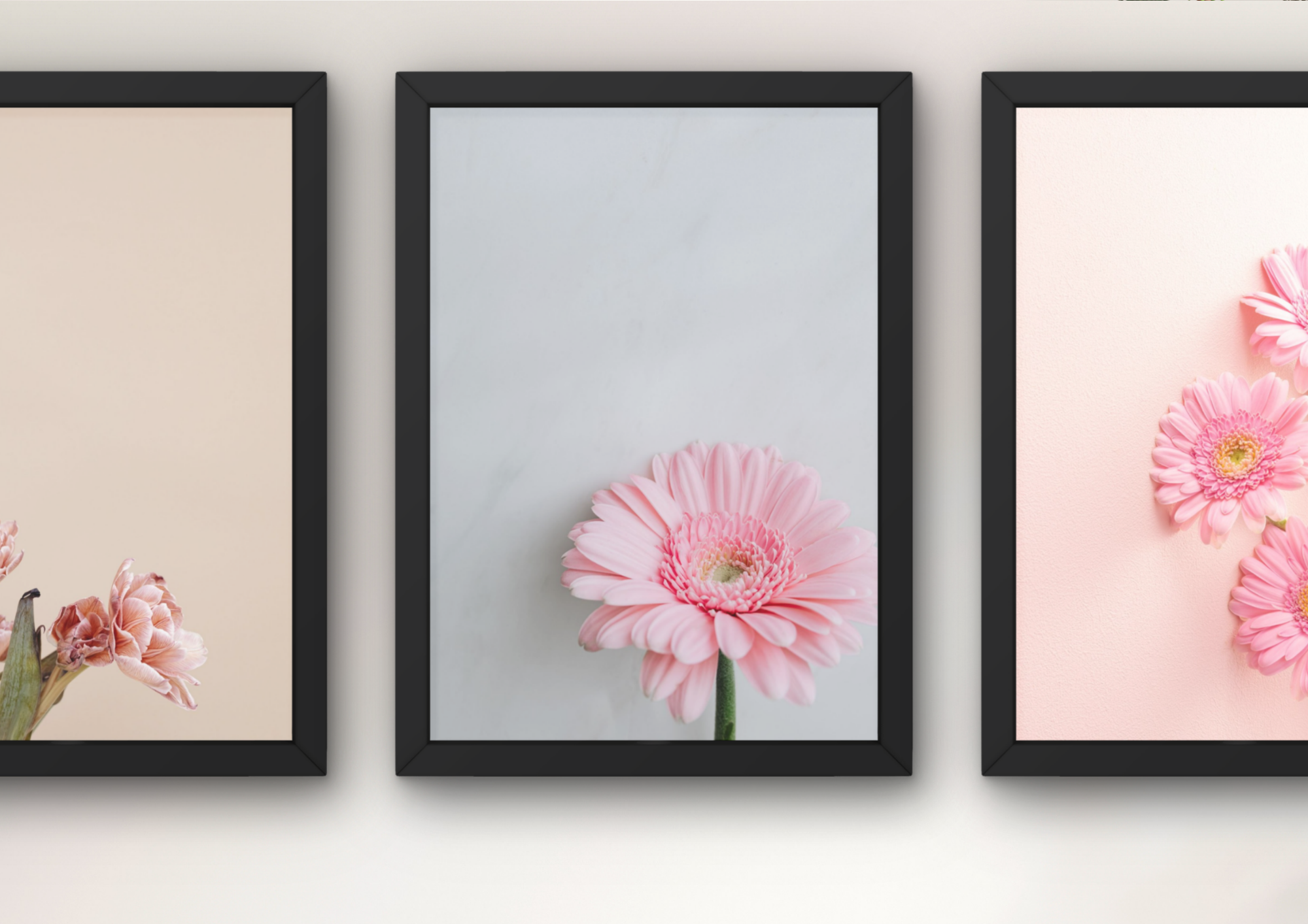 bloemen muurdecoratie set woonkamer