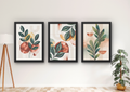 botanische bladeren wanddecoratie set met drie lijsten