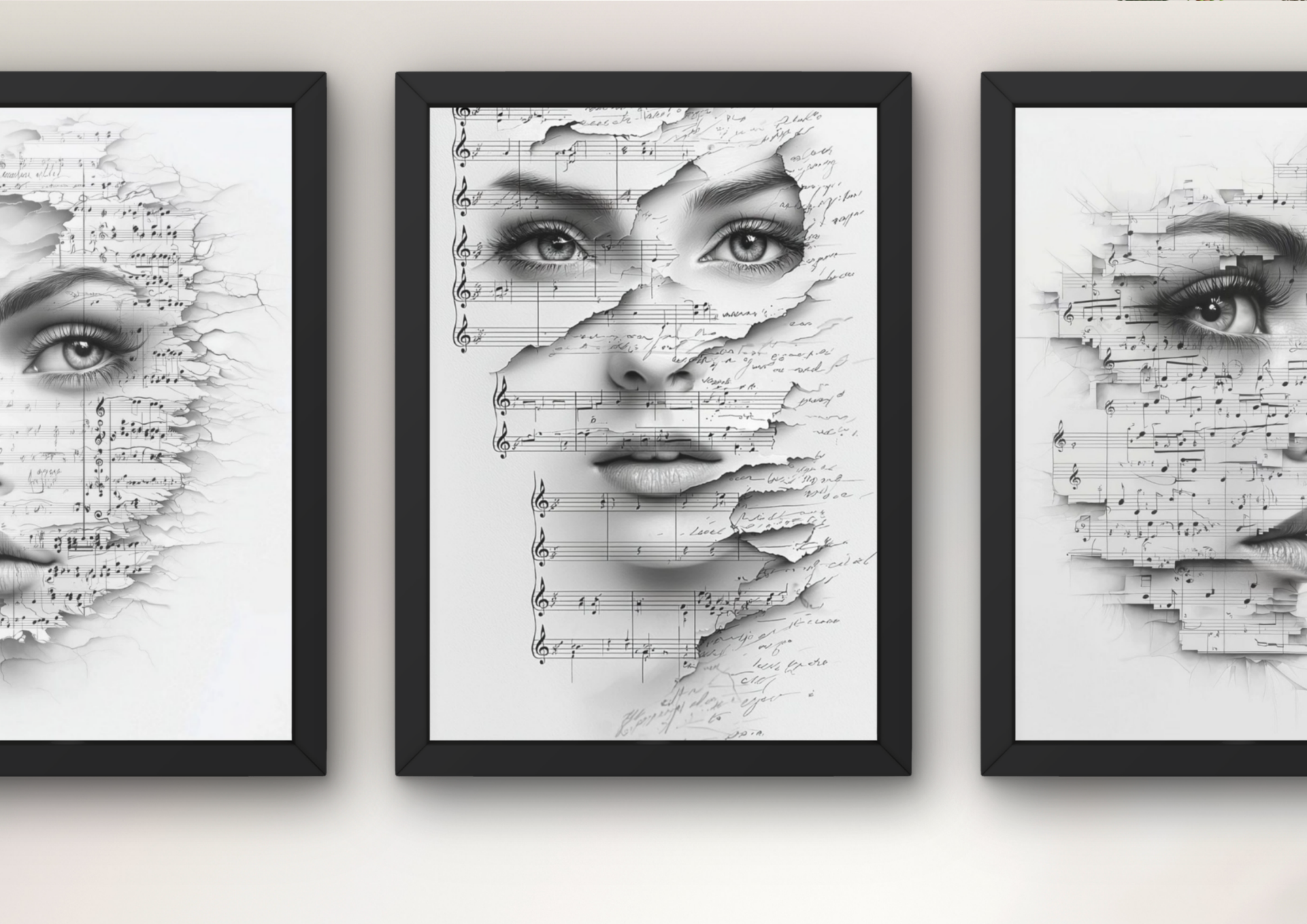 moderne wanddecoratie muziek en kunst set 3
