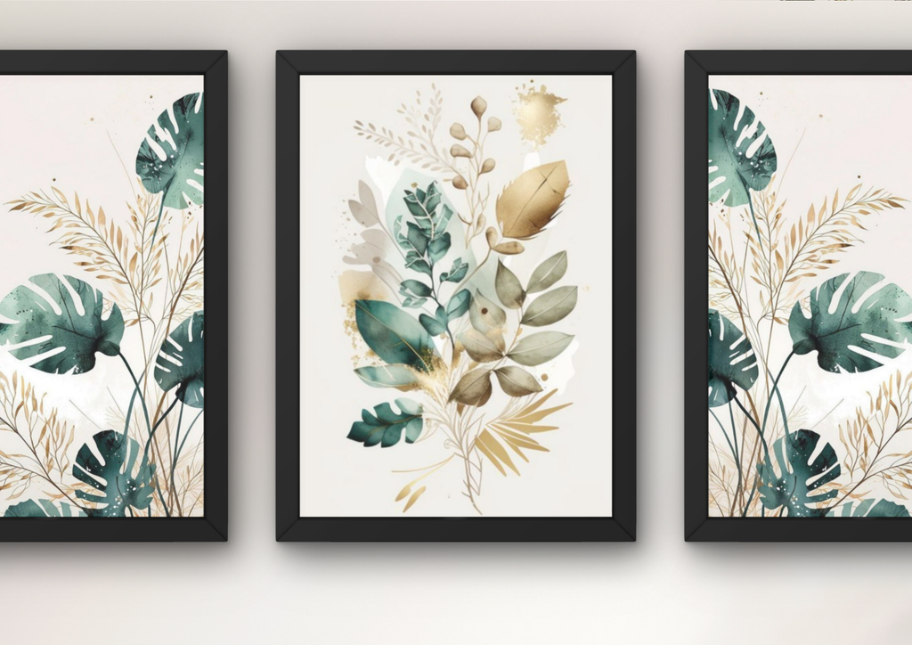 botanische muurdecoratie met monstera bladeren
