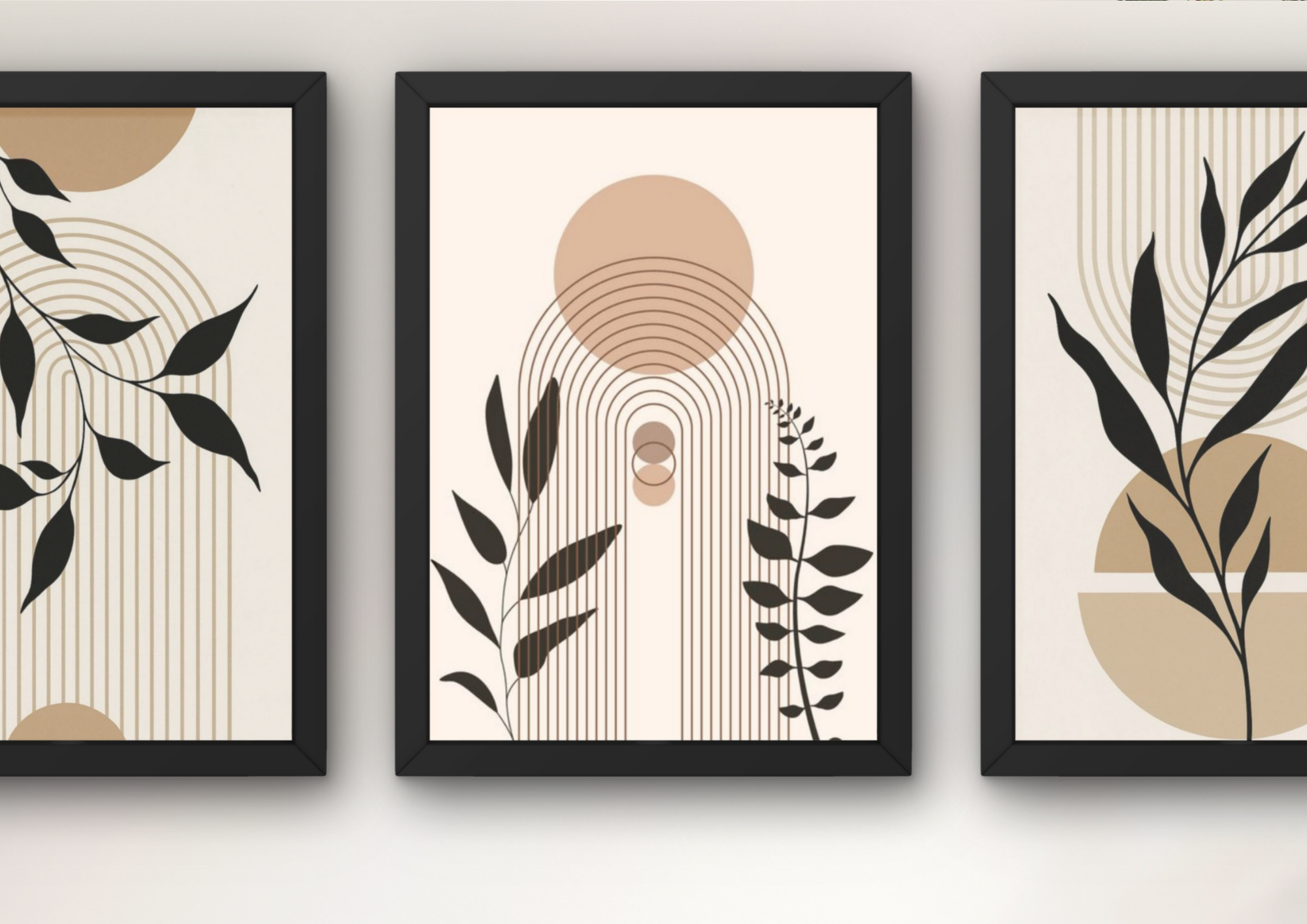 abstracte muurdecoratie woonkamer