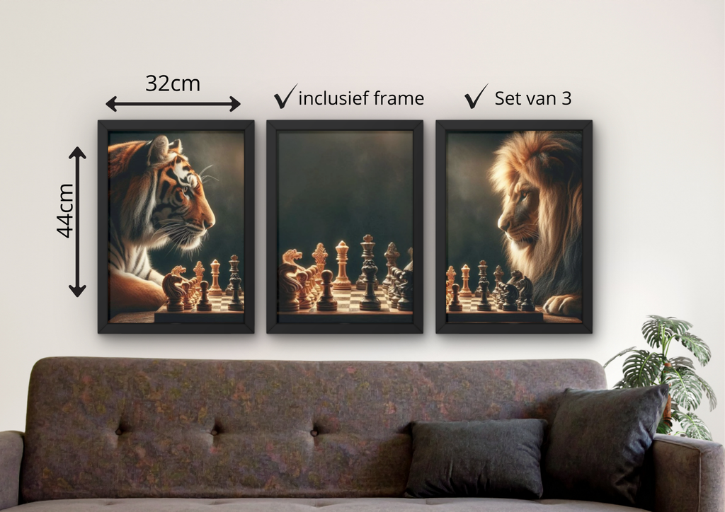 dieren posters met schaak en strategie