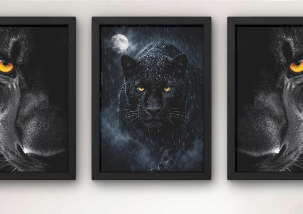 panter posters boven bank woonkamer