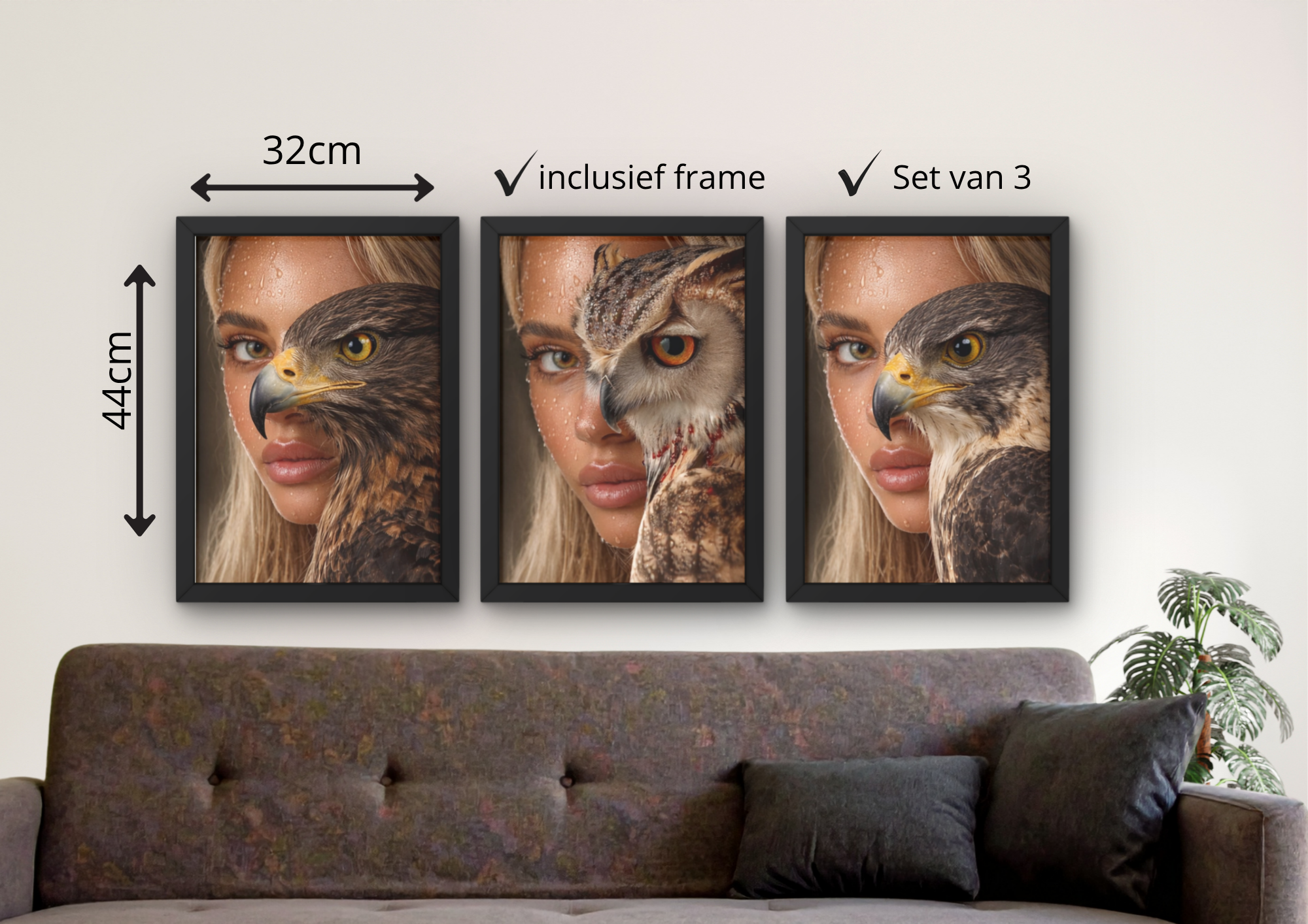 wanddecoratie woonkamer vrouw gezicht poster